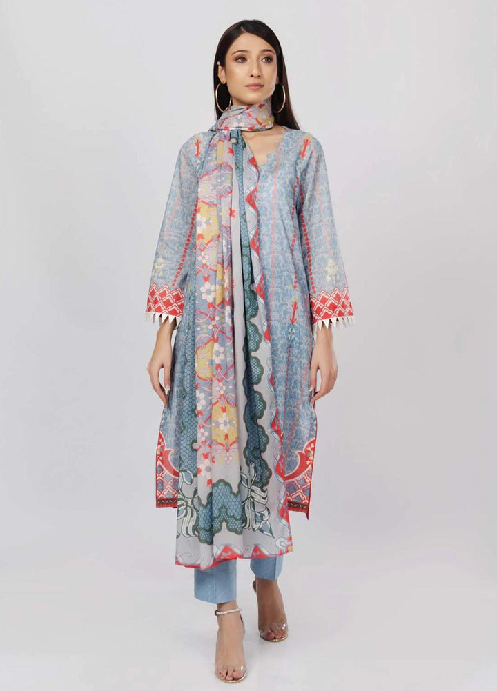 Sahar Printed Lawn Suits Unstitched 3 Piece SHR22NS-2 AURORA (SL-SS-DP-020-B) - Summer Collection