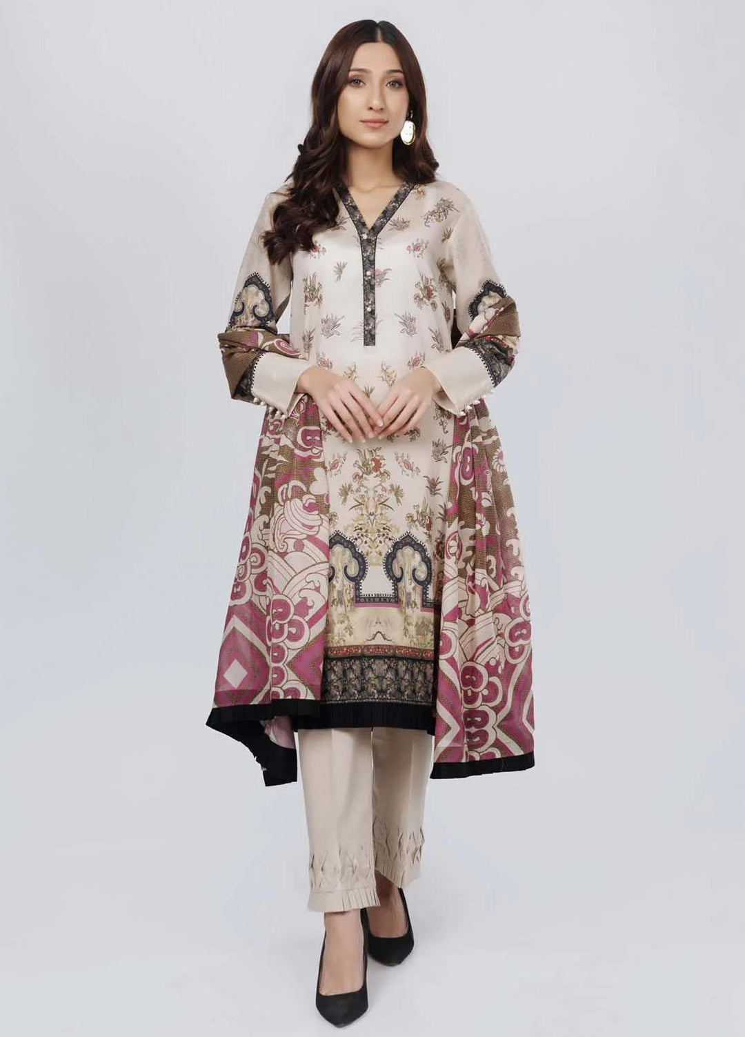 Sahar Printed Lawn Suits Unstitched 3 Piece SHR22NS-2 FLORALGARDEN (SL-SS-DP-016-B) - Summer Collection