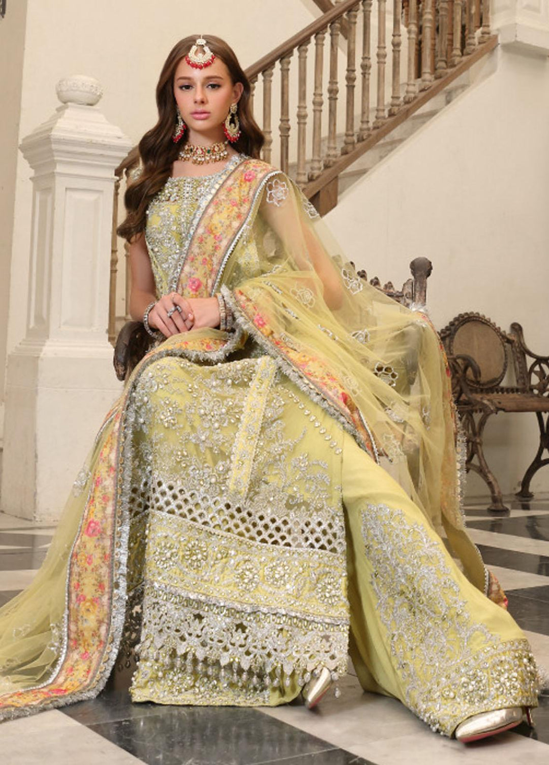 Noor Formals By Saadia Asad Embroidered Chiffon Suits Unstitched 3 Piece NSA23FF D-1 Naznin - Festive Collection