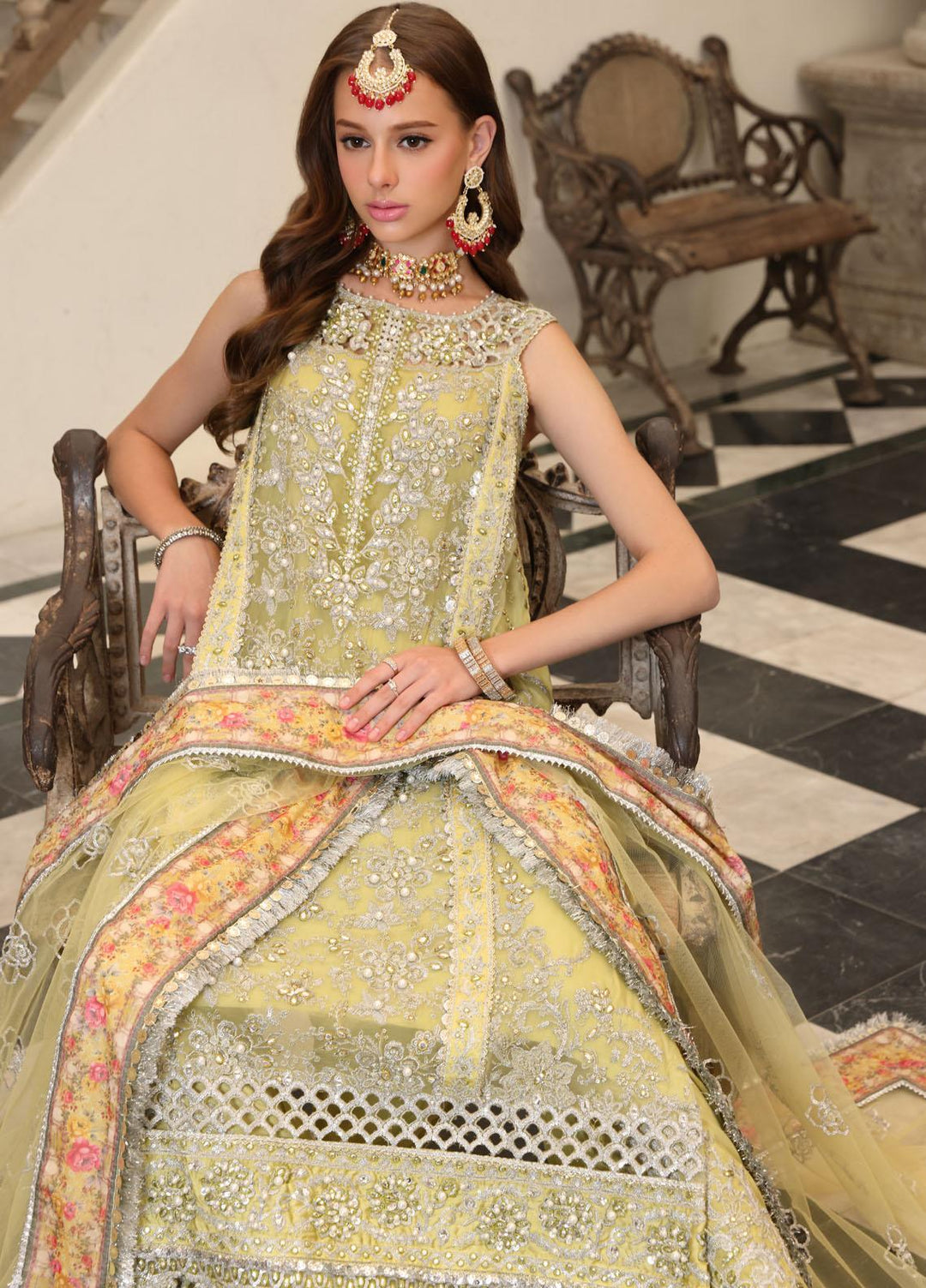 Noor Formals By Saadia Asad Embroidered Chiffon Suits Unstitched 3 Piece NSA23FF D-1 Naznin - Festive Collection