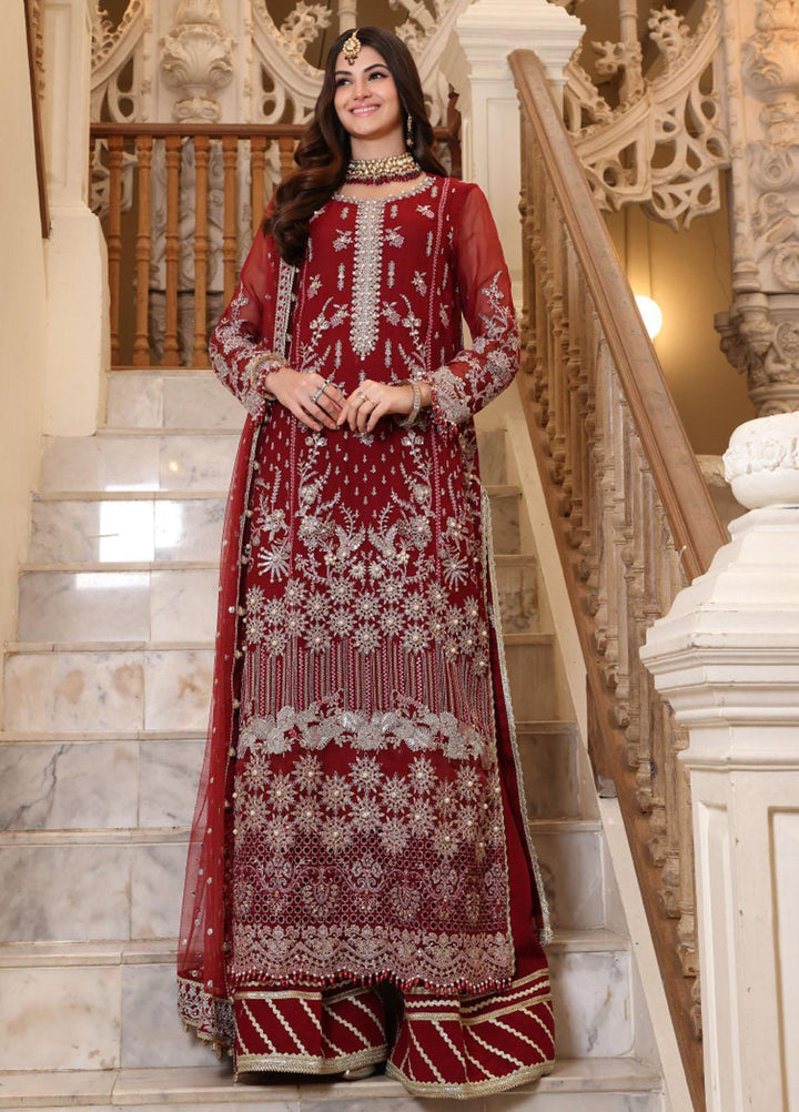 Noor Formals By Saadia Asad Embroidered Chiffon Suits Unstitched 3 Piece NSA23FF D-2 Haleh - Festive Collection