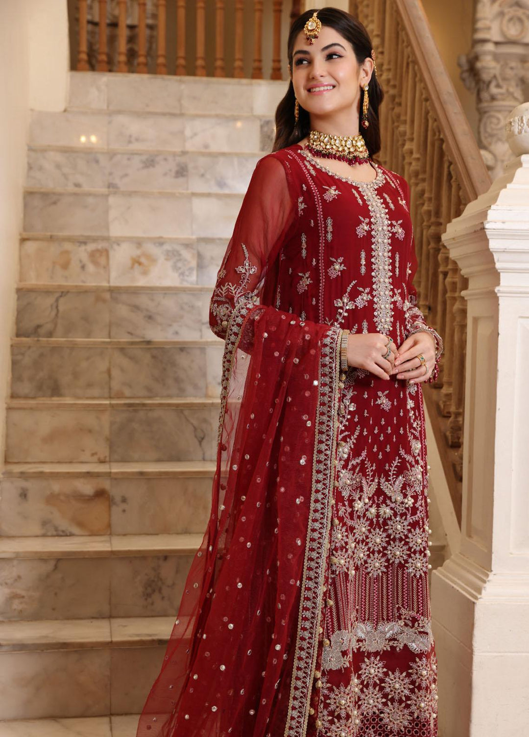 Noor Formals By Saadia Asad Embroidered Chiffon Suits Unstitched 3 Piece NSA23FF D-2 Haleh - Festive Collection