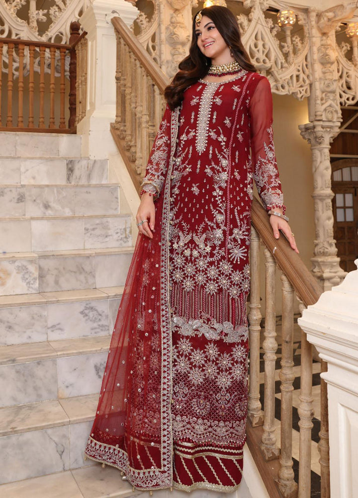 Noor Formals By Saadia Asad Embroidered Chiffon Suits Unstitched 3 Piece NSA23FF D-2 Haleh - Festive Collection