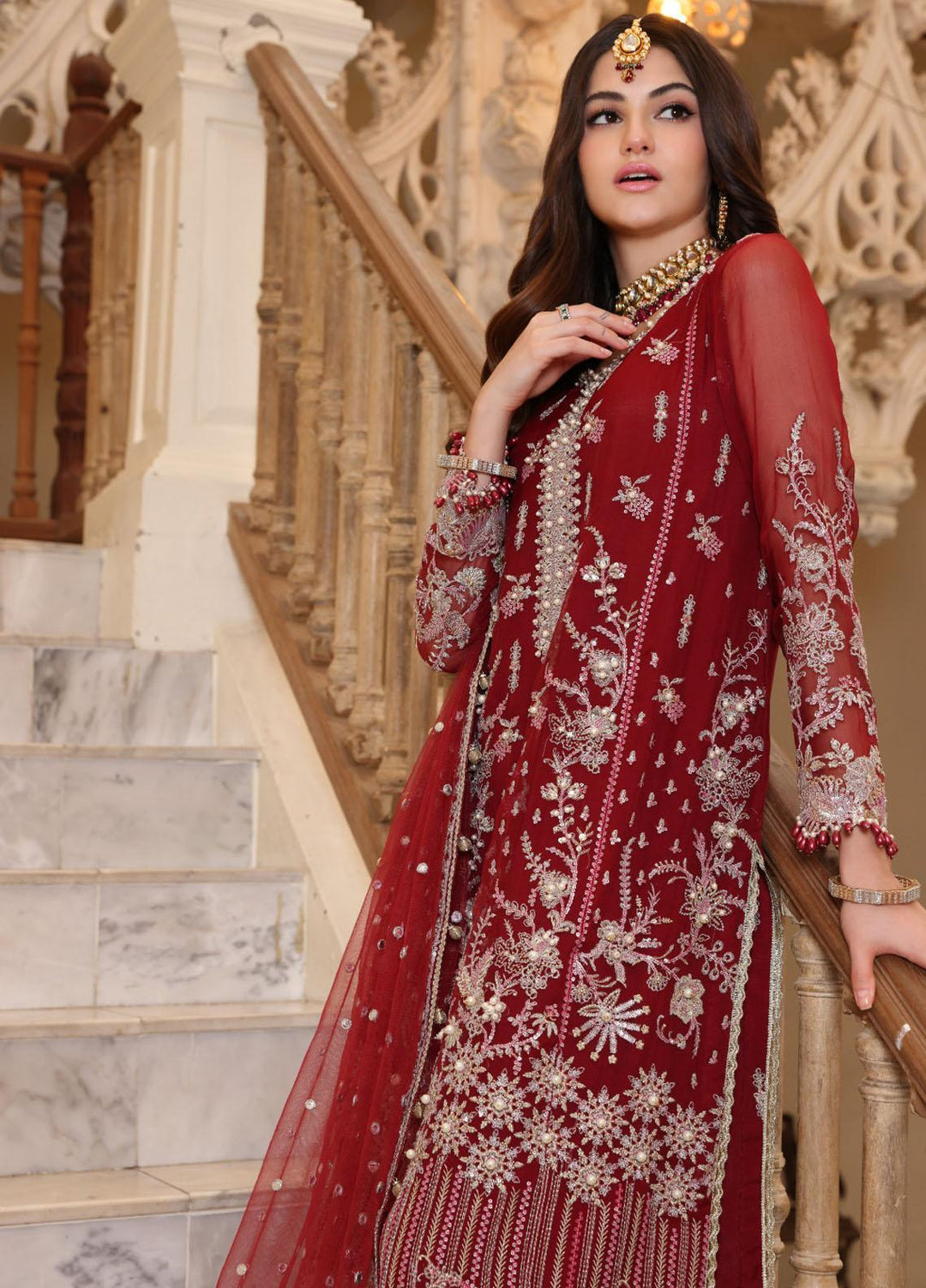 Noor Formals By Saadia Asad Embroidered Chiffon Suits Unstitched 3 Piece NSA23FF D-2 Haleh - Festive Collection
