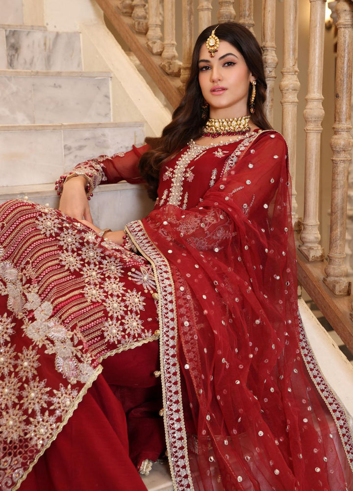 Noor Formals By Saadia Asad Embroidered Chiffon Suits Unstitched 3 Piece NSA23FF D-2 Haleh - Festive Collection