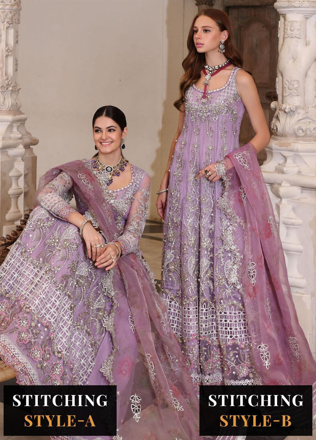 Noor Formals By Saadia Asad Embroidered Net Suits Unstitched 3 Piece NSA23FF D-5 Zarish - Festive Collection