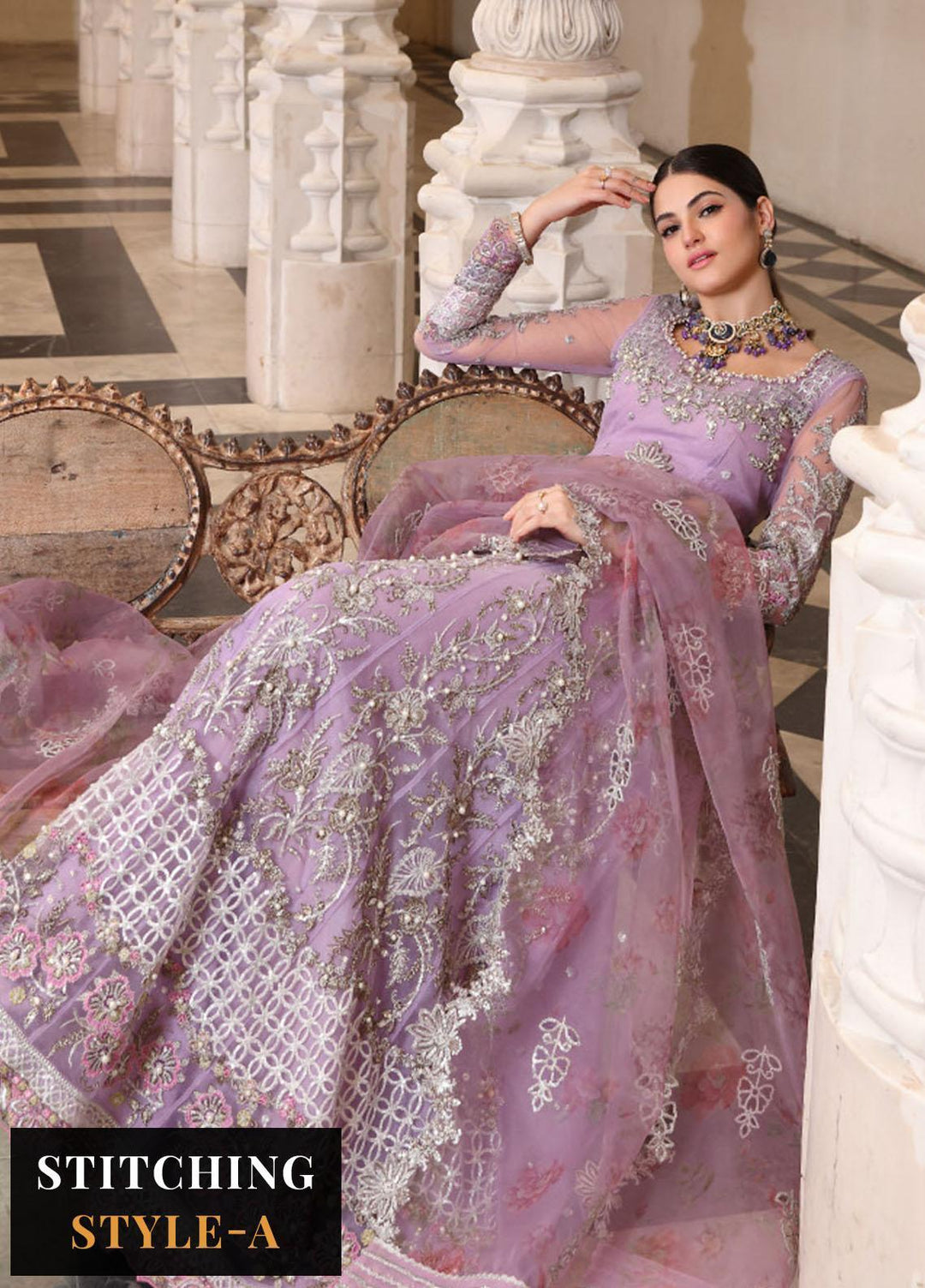 Noor Formals By Saadia Asad Embroidered Net Suits Unstitched 3 Piece NSA23FF D-5 Zarish - Festive Collection