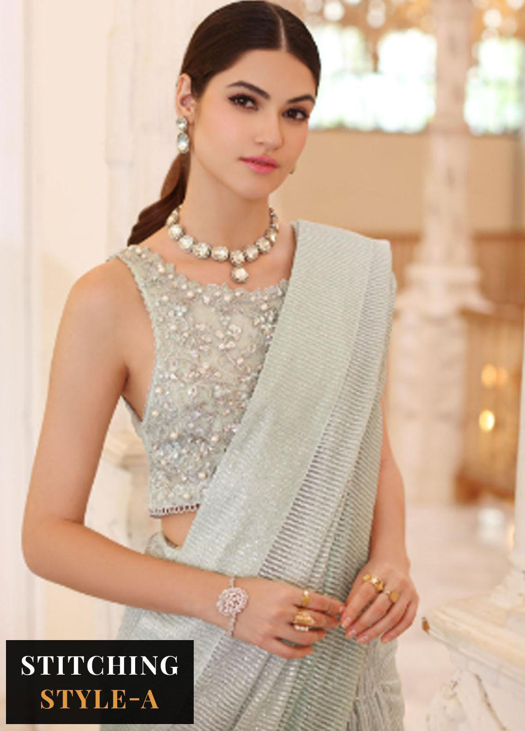 Noor Formals By Saadia Asad Embroidered Net Suits Unstitched 3 Piece NSA23FF D-6 Luna - Festive Collection