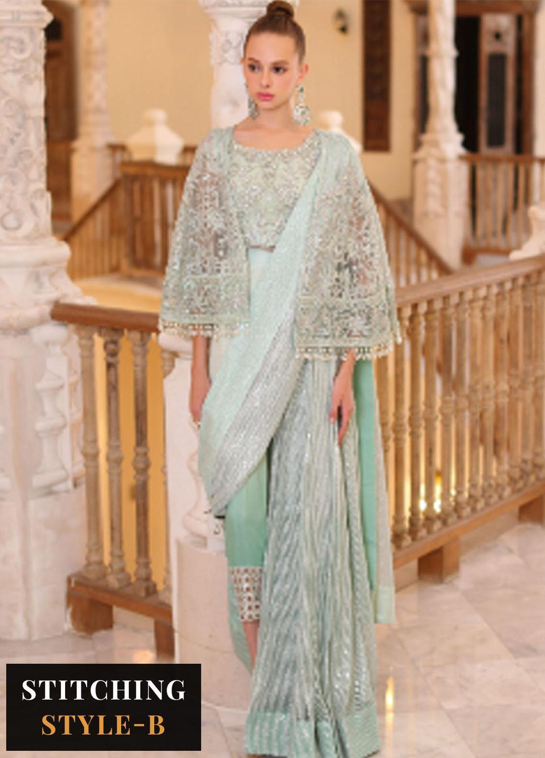 Noor Formals By Saadia Asad Embroidered Net Suits Unstitched 3 Piece NSA23FF D-6 Luna - Festive Collection