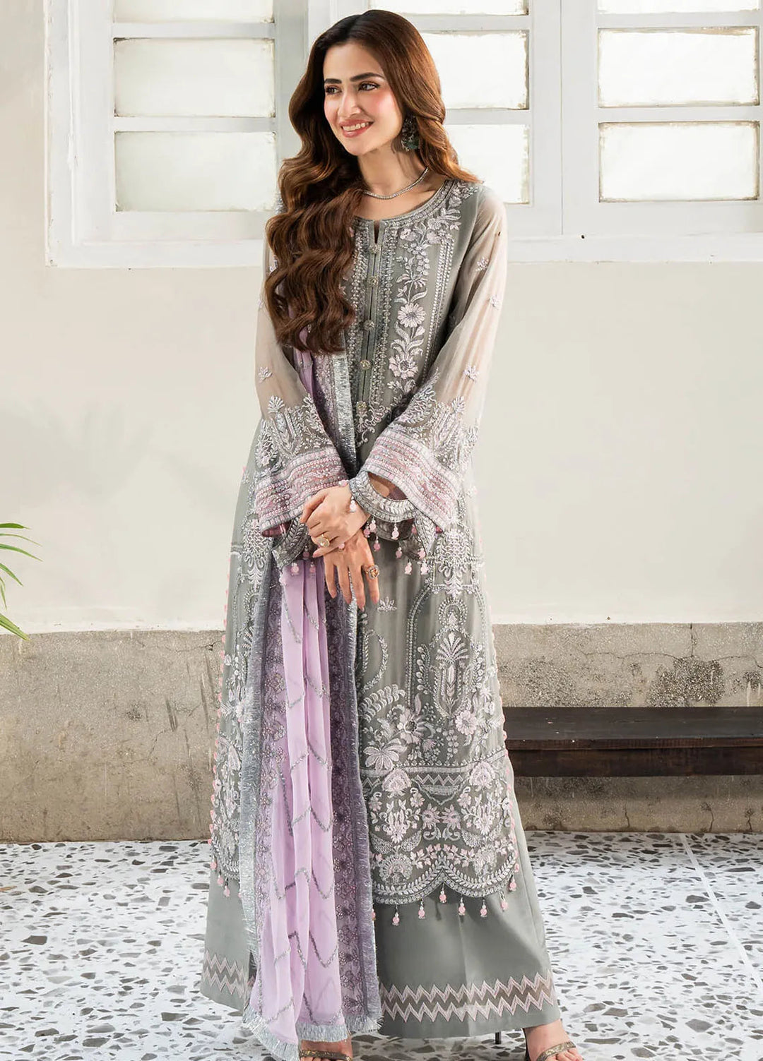 Noor Jahan By Imrozia Embroidered Chiffon Suit Unstitched 3 Piece IMP24NJ I-200 Noor - Luxury Collection