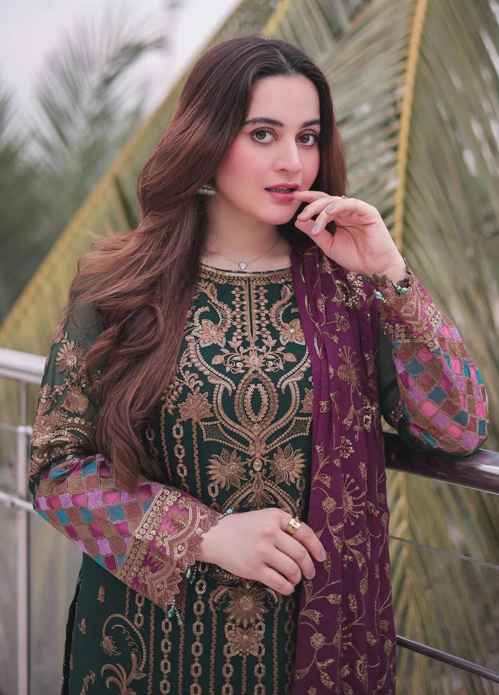 Noor Jahan By Imrozia Embroidered Chiffon Suit Unstitched 3 Piece IMP24NJ I-204 Mehak - Luxury Collection