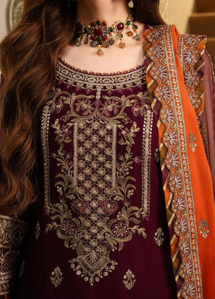 Noor Jahan By Imrozia Embroidered Chiffon Suit Unstitched 3 Piece IMP24NJ I-206 Chandni - Luxury Collection