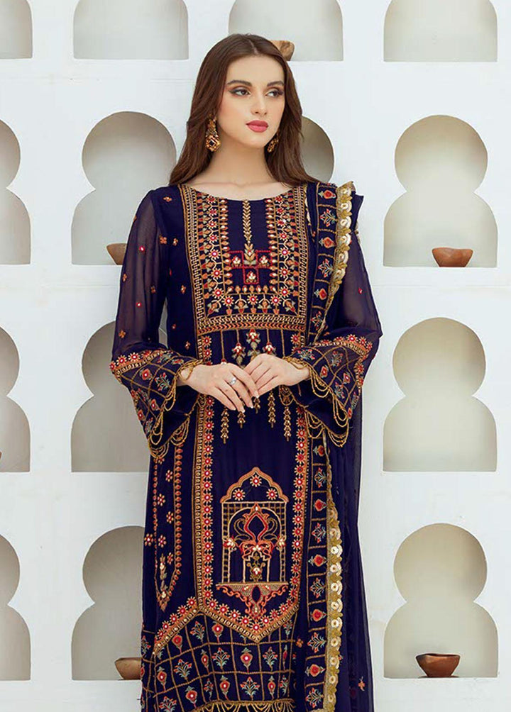 Noor Jahan by Noorma Kaamal Embroidered Chiffon Suits Unstitched 3 Piece NK22NJ NK-C01 - Luxury Collection