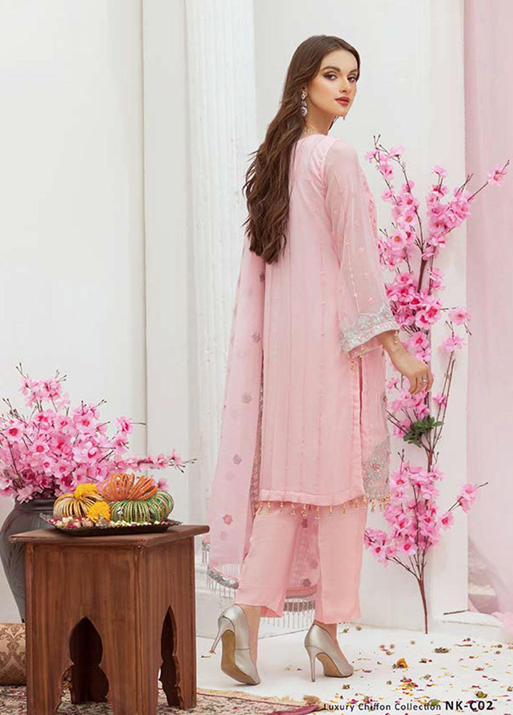 Noor Jahan by Noorma Kaamal Embroidered Chiffon Suits Unstitched 3 Piece NK22NJ NK-C02 - Luxury Collection