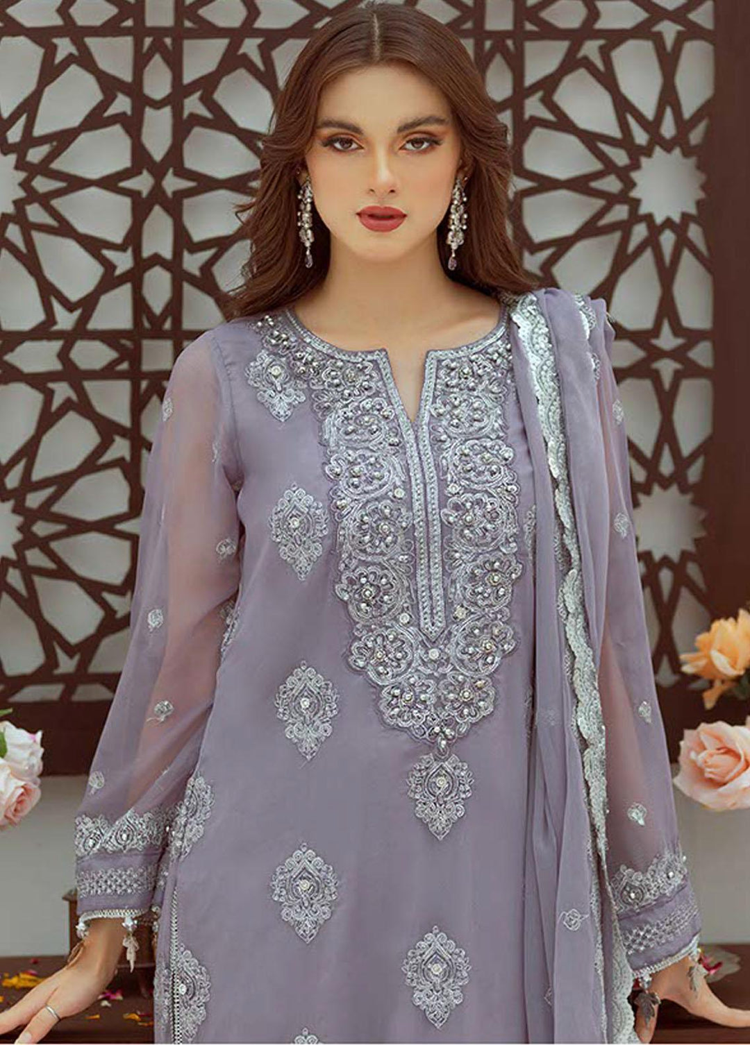 Noor Jahan by Noorma Kaamal Embroidered Chiffon Suits Unstitched 3 Piece NK22NJ NK-C04 - Luxury Collection