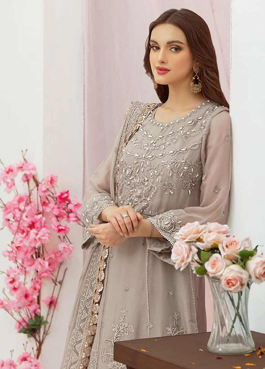 Noor Jahan by Noorma Kaamal Embroidered Chiffon Suits Unstitched 3 Piece NK22NJ NK-C06 - Luxury Collection
