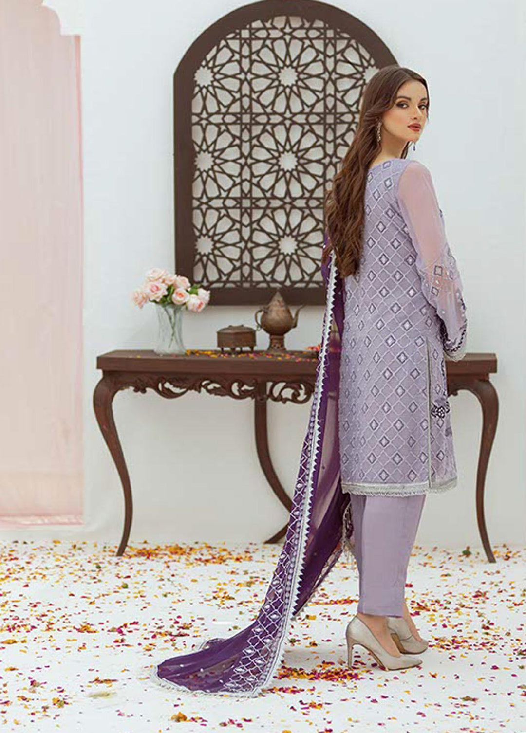 Noor Jahan by Noorma Kaamal Embroidered Chiffon Suits Unstitched 3 Piece NK22NJ NK-C08 - Luxury Collection