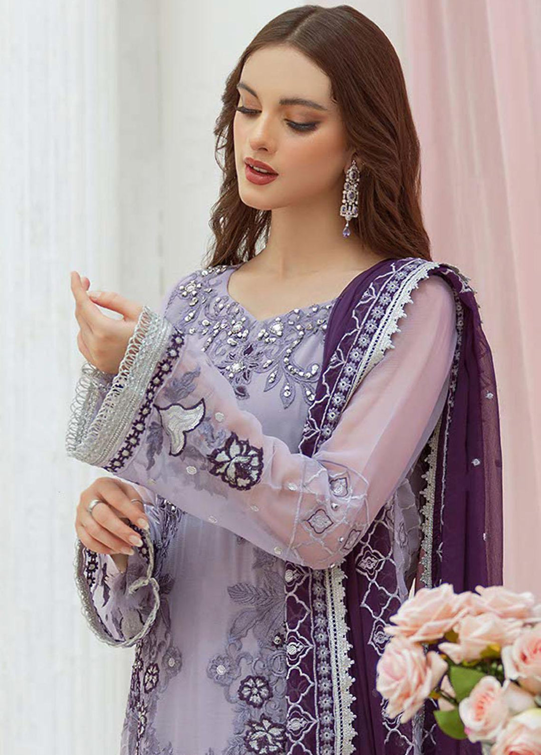 Noor Jahan by Noorma Kaamal Embroidered Chiffon Suits Unstitched 3 Piece NK22NJ NK-C08 - Luxury Collection