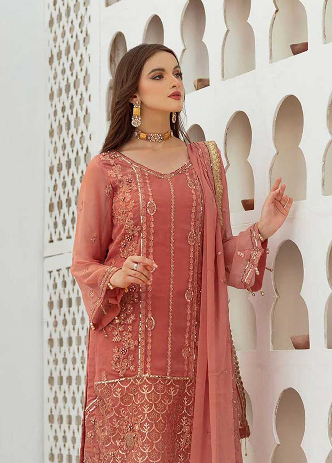 Noor Jahan by Noorma Kaamal Embroidered Chiffon Suits Unstitched 3 Piece NK22NJ NK-C09 - Luxury Collection