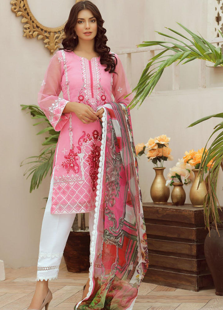 Tehwaar by Noorma Kaamal Embroidered Organza Suits Unstitched 3 Piece NK22T NK-O-T-01 - Luxury Collection