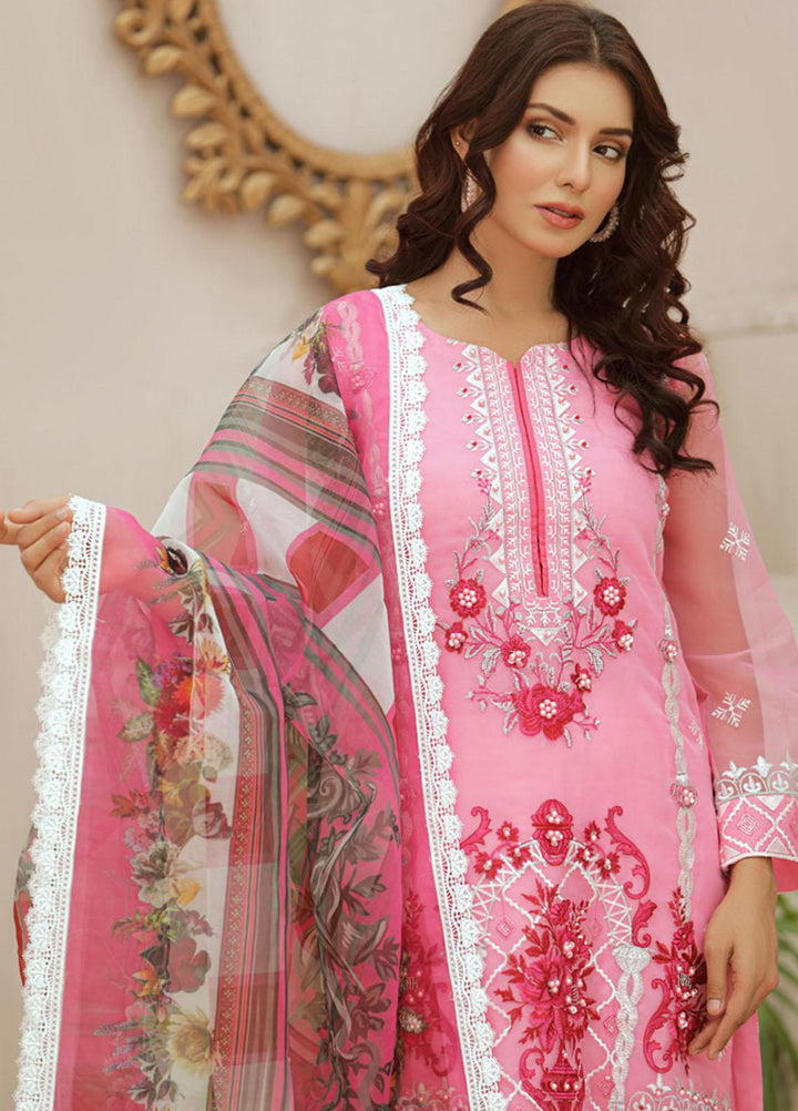 Tehwaar by Noorma Kaamal Embroidered Organza Suits Unstitched 3 Piece NK22T NK-O-T-01 - Luxury Collection