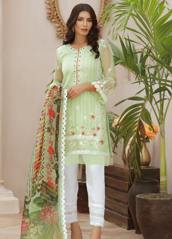 Tehwaar by Noorma Kaamal Embroidered Organza Suits Unstitched 3 Piece NK22T NK-O-T-02 - Luxury Collection