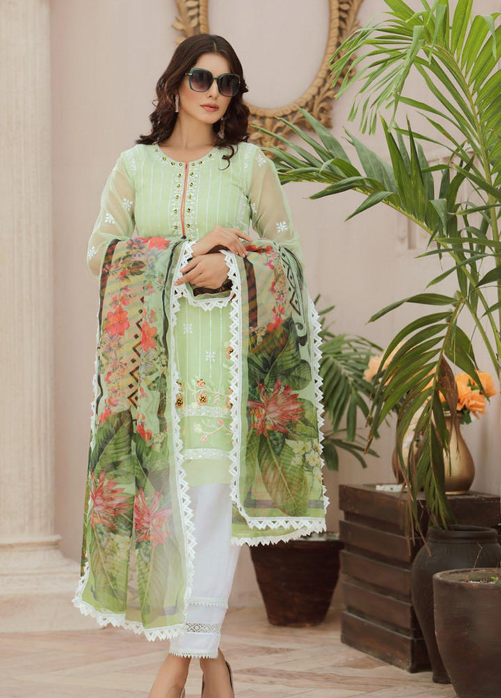Tehwaar by Noorma Kaamal Embroidered Organza Suits Unstitched 3 Piece NK22T NK-O-T-02 - Luxury Collection