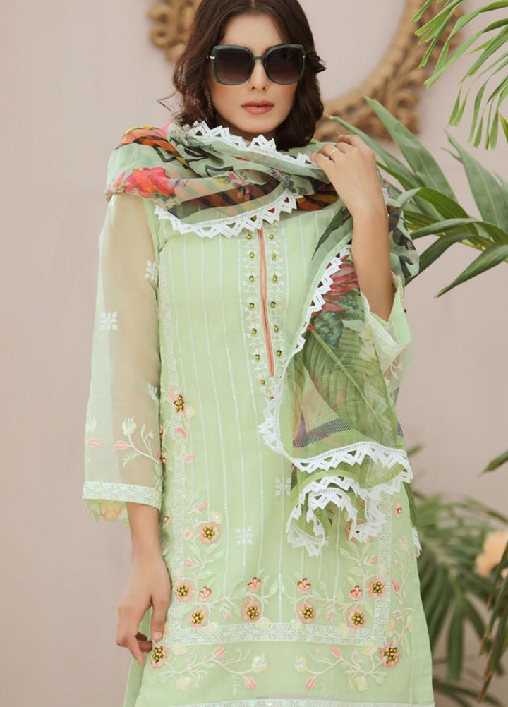 Tehwaar by Noorma Kaamal Embroidered Organza Suits Unstitched 3 Piece NK22T NK-O-T-02 - Luxury Collection