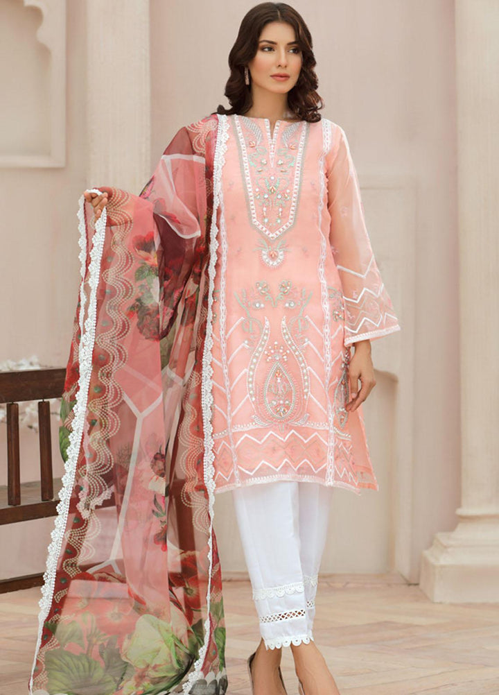 Tehwaar by Noorma Kaamal Embroidered Organza Suits Unstitched 3 Piece NK22T NK-O-T-03 - Luxury Collection