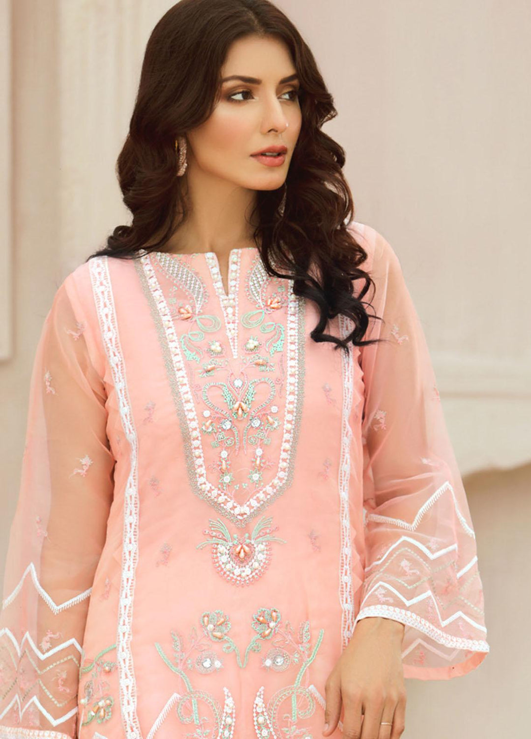 Tehwaar by Noorma Kaamal Embroidered Organza Suits Unstitched 3 Piece NK22T NK-O-T-03 - Luxury Collection