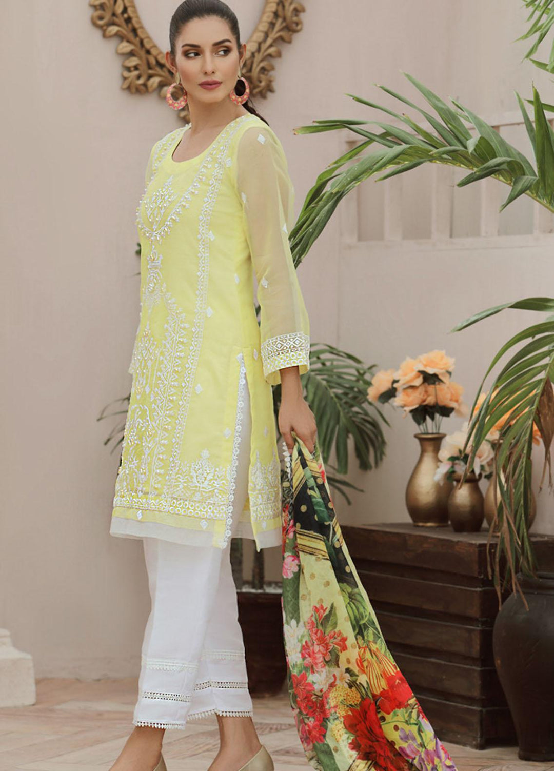 Tehwaar by Noorma Kaamal Embroidered Organza Suits Unstitched 3 Piece NK22T NK-O-T-04 - Luxury Collection