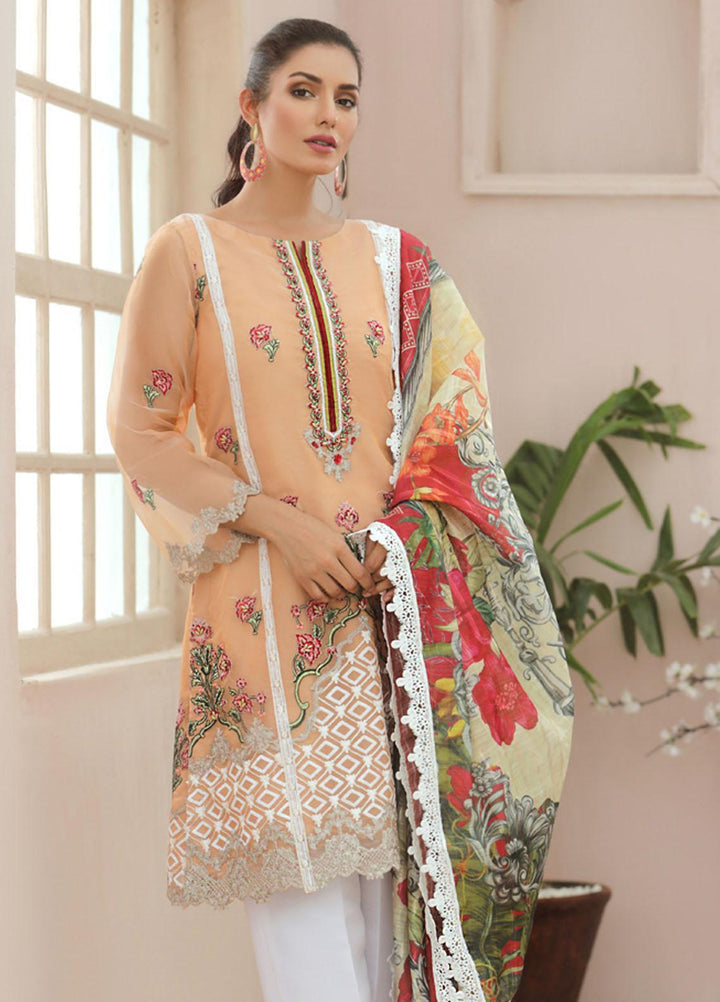 Tehwaar by Noorma Kaamal Embroidered Organza Suits Unstitched 3 Piece NK22T NK-O-T-06 - Luxury Collection