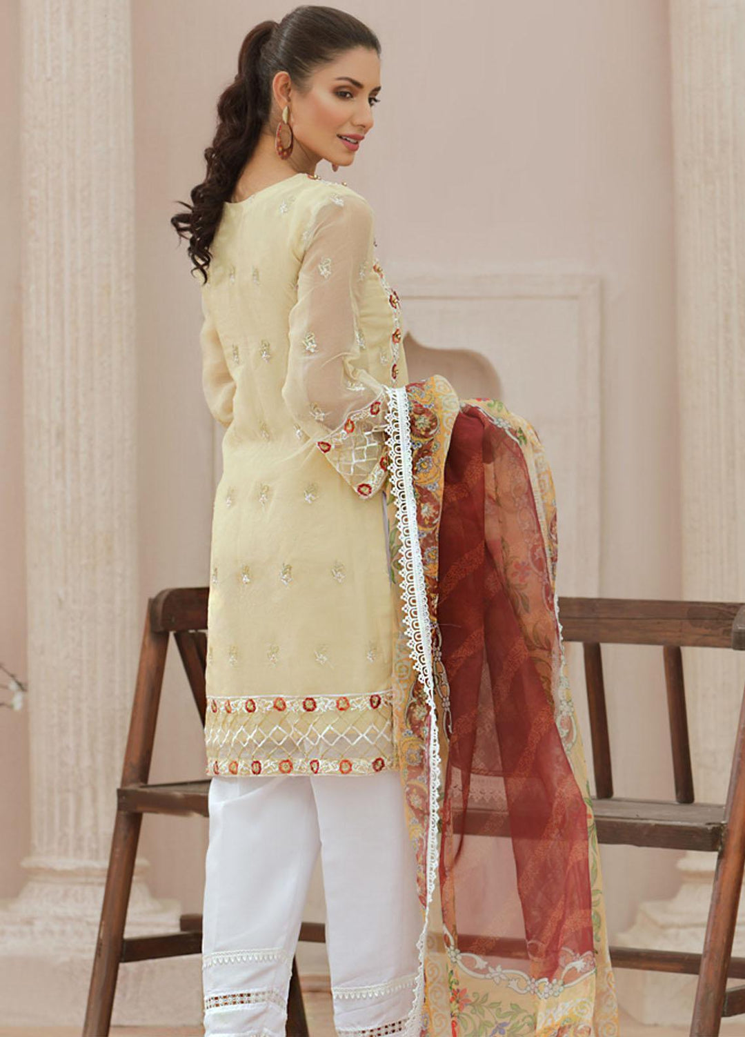 Tehwaar by Noorma Kaamal Embroidered Organza Suits Unstitched 3 Piece NK22T NK-O-T-07 - Luxury Collection
