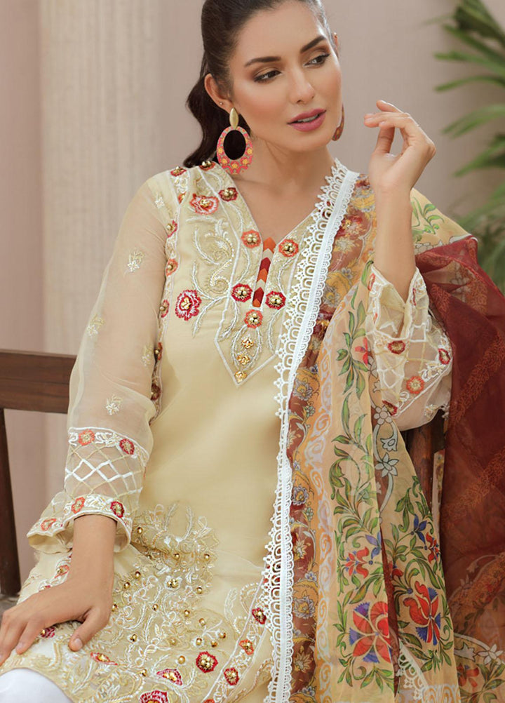 Tehwaar by Noorma Kaamal Embroidered Organza Suits Unstitched 3 Piece NK22T NK-O-T-07 - Luxury Collection