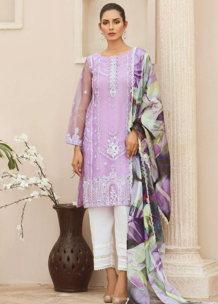 Tehwaar by Noorma Kaamal Embroidered Organza Suits Unstitched 3 Piece NK22T NK-O-T-08 - Luxury Collection