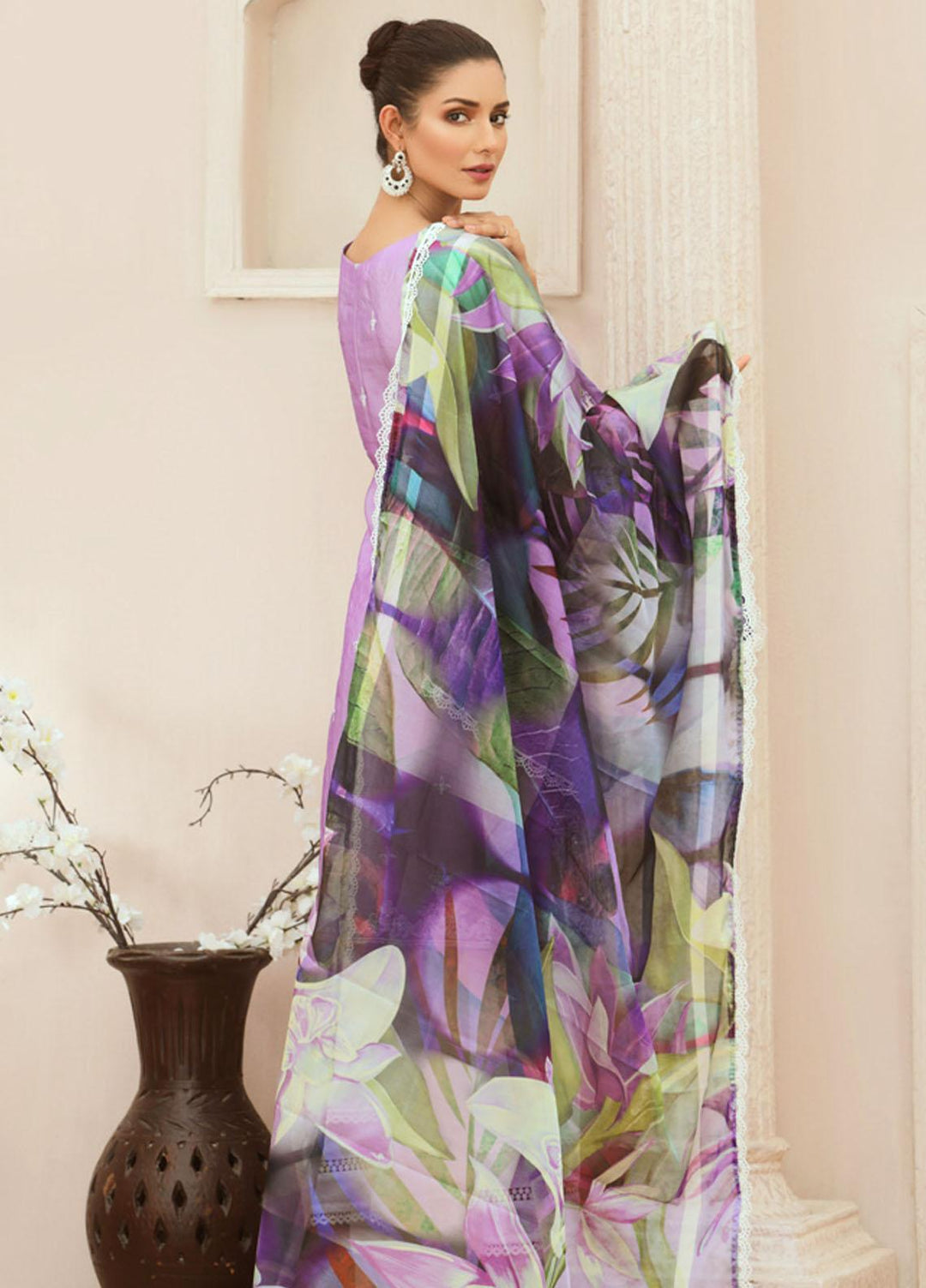 Tehwaar by Noorma Kaamal Embroidered Organza Suits Unstitched 3 Piece NK22T NK-O-T-08 - Luxury Collection