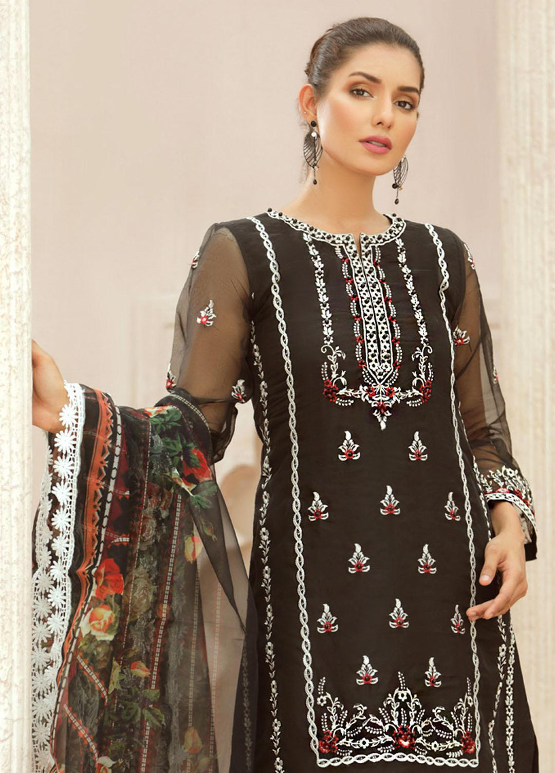 Tehwaar by Noorma Kaamal Embroidered Organza Suits Unstitched 3 Piece NK22T NK-O-T-10 - Luxury Collection