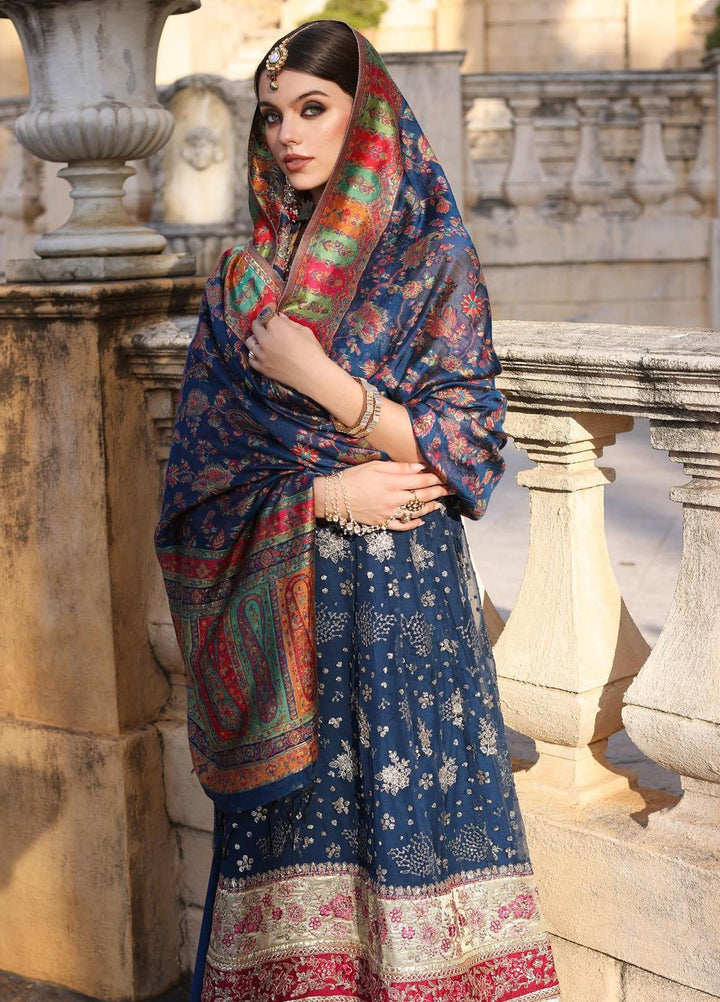 Noor Kaani By Saadia Asad Embroidered Chiffon Suits Unstitched 3 Piece NSA23H D2 Blue - Luxury Collection