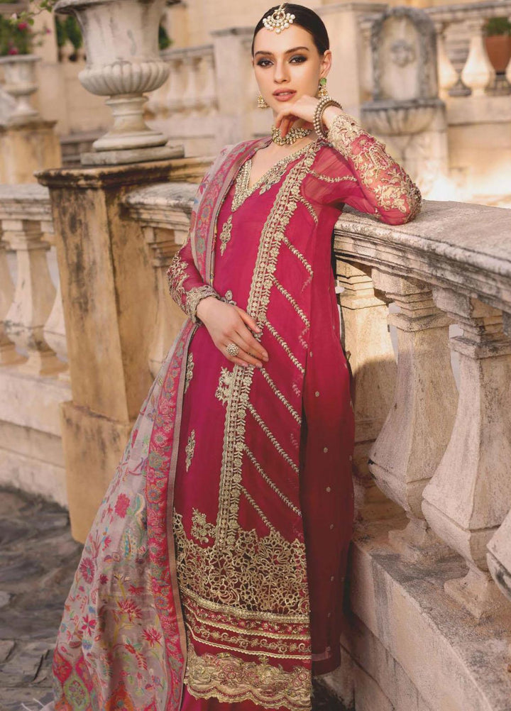 Noor Kaani By Saadia Asad Embroidered Chiffon Suits Unstitched 3 Piece NSA23H D3 Pink - Luxury Collection