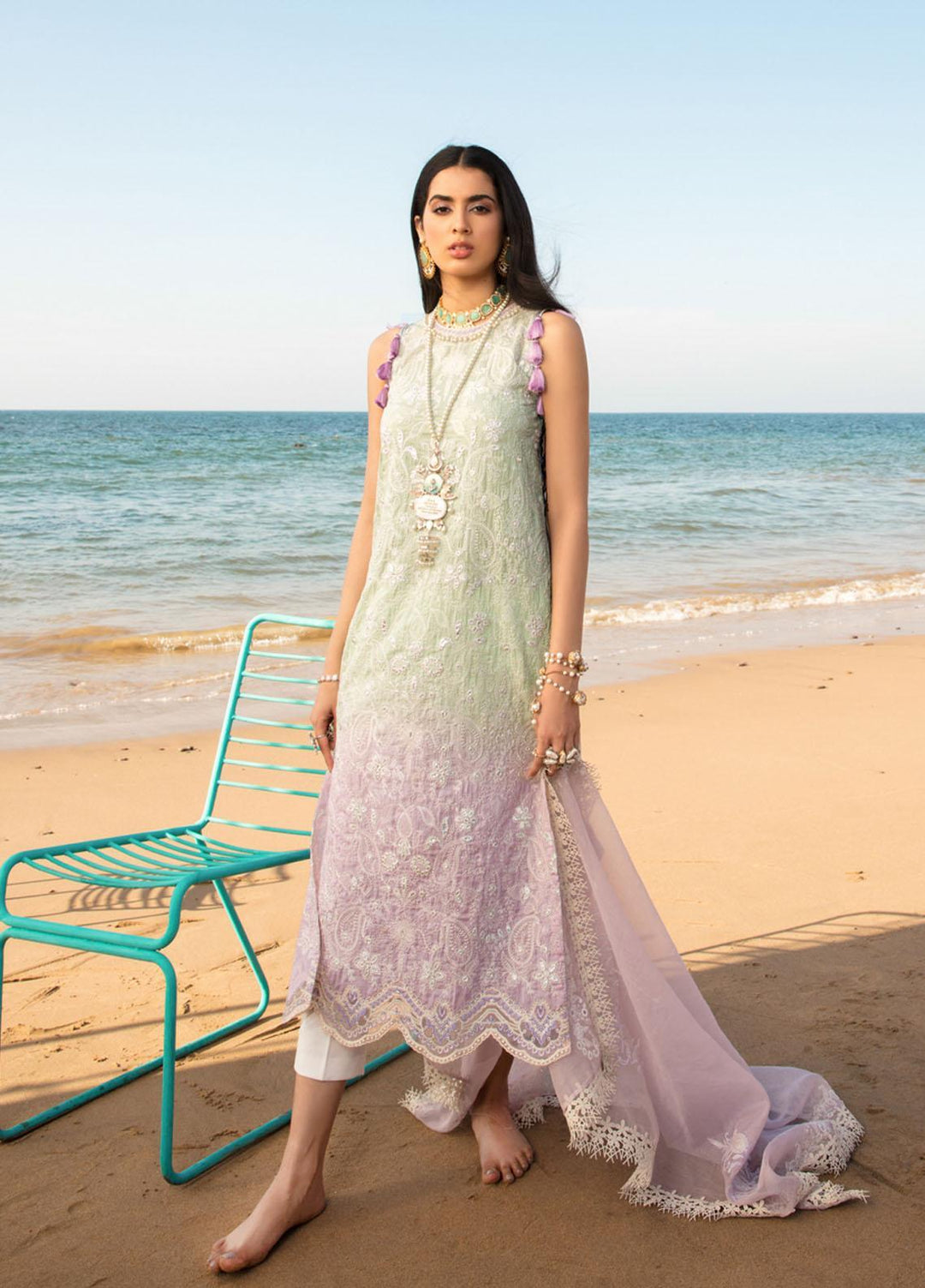 Noor by Saadia Asad Embroidered Lawn Suits Unstitched 3 Piece SA21NL 2B - Luxury Collection