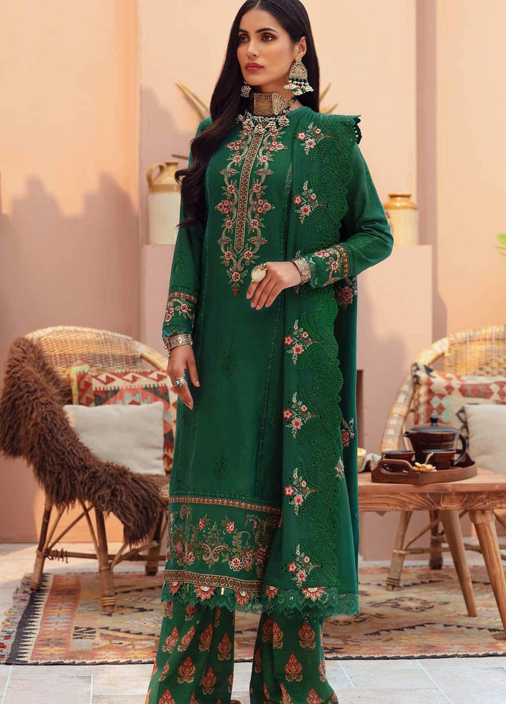 Noor by Saadia Asad Embroidered Khaddar Suits Unstitched 3 Piece SA21NS D-03 - Winter Collection