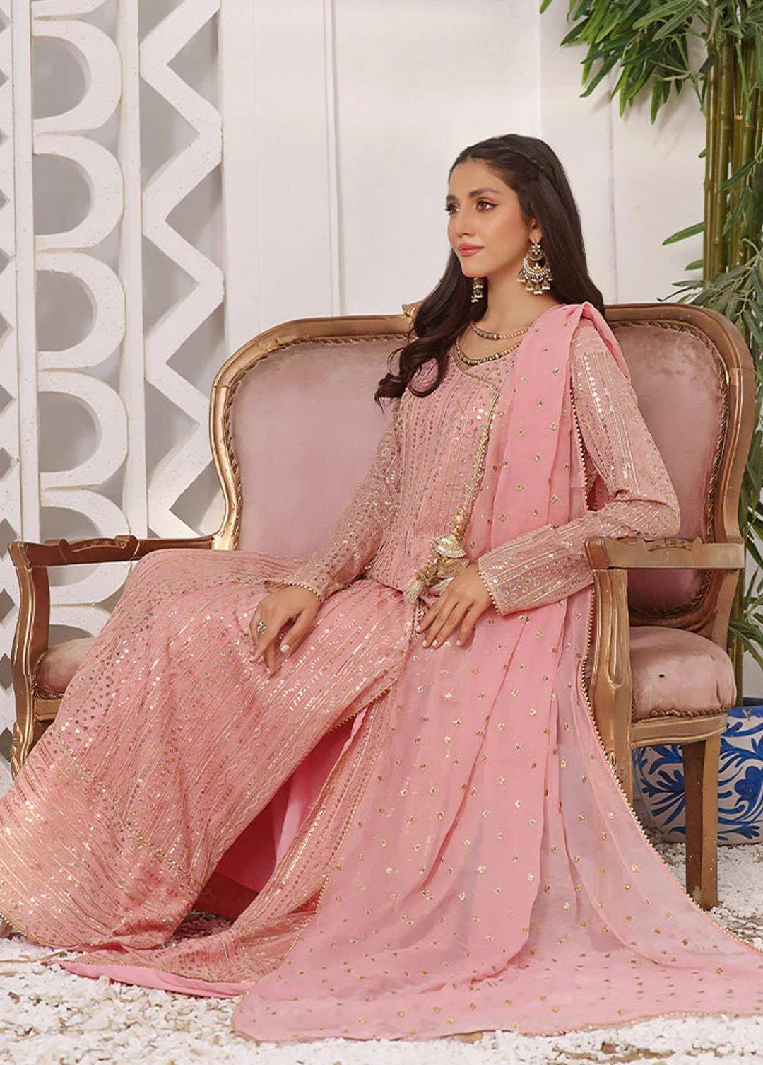 Al Harir Apparel Pret Embroidered Chiffon 3 Piece Suit Ghazal Baby Pink