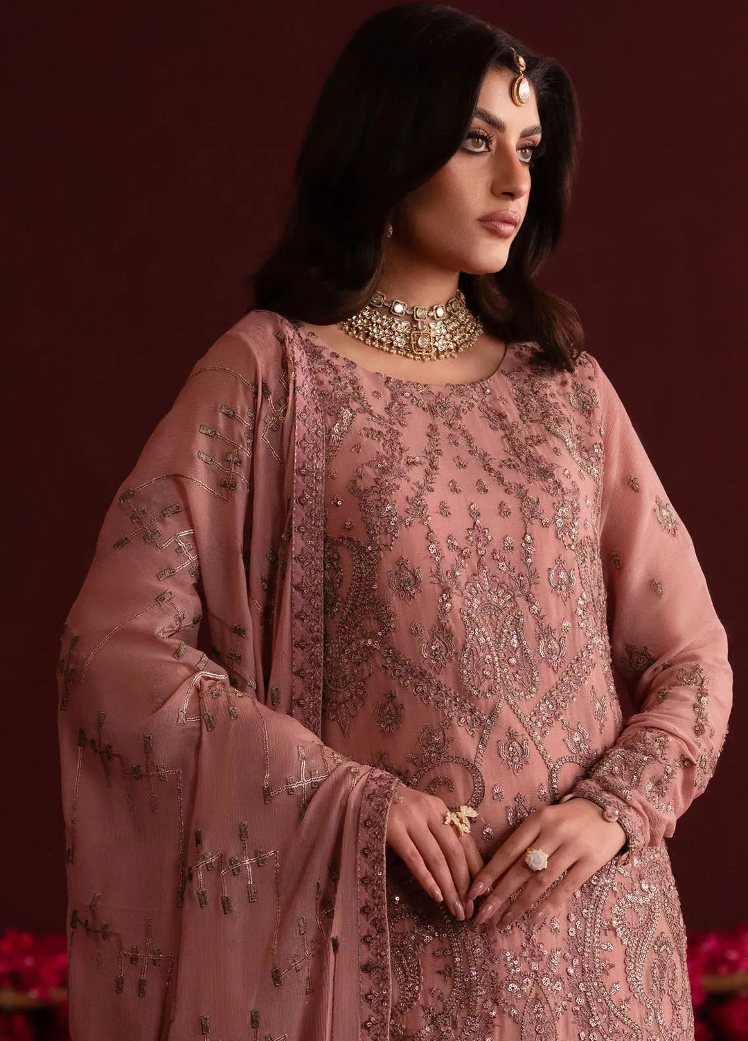 Nooresha by Emaan Adeel Embroidered Chiffon Suit Unstitched 3 Piece EA25NF Shaheena - Formals Collection