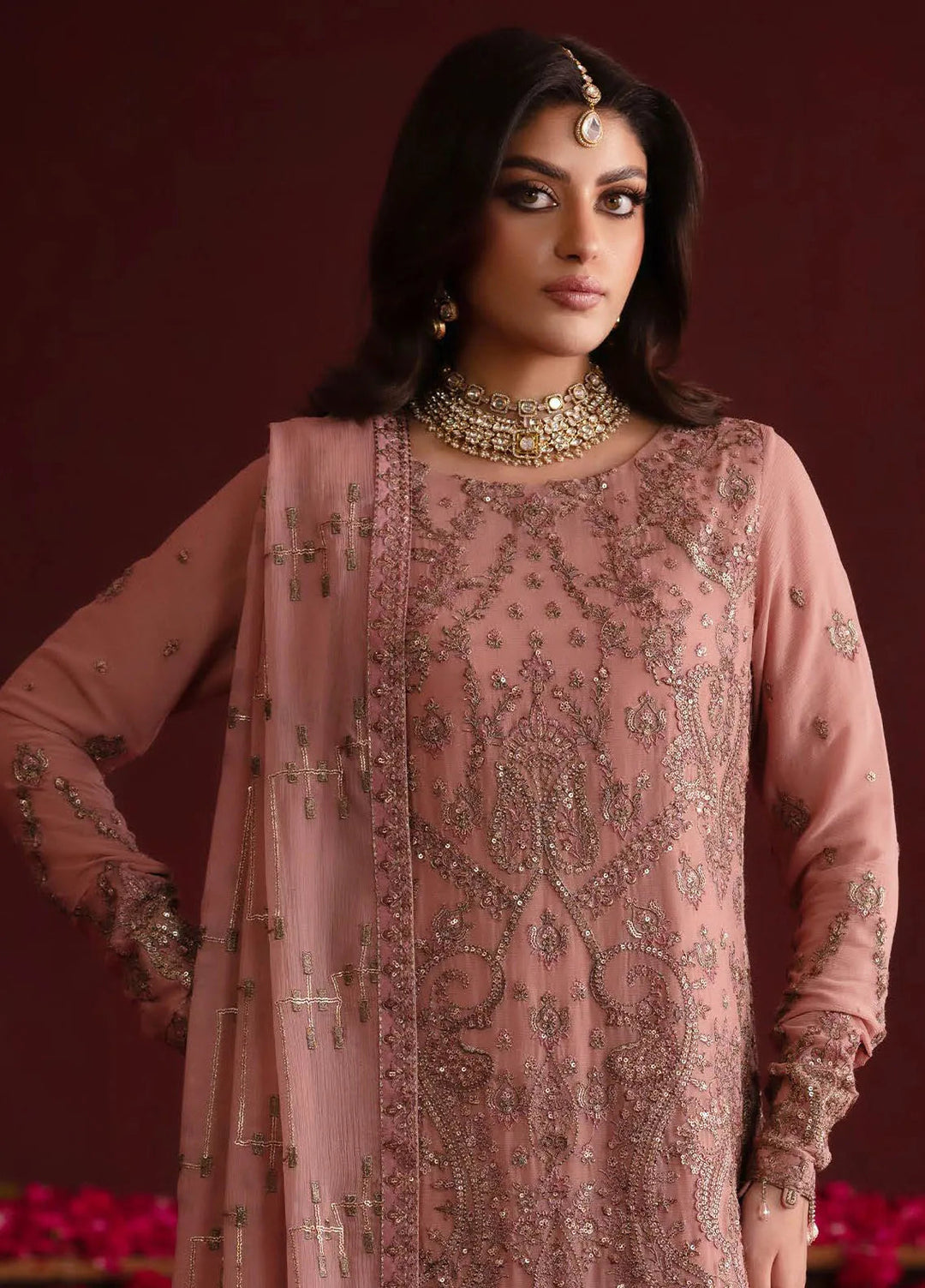 Nooresha by Emaan Adeel Embroidered Chiffon Suit Unstitched 3 Piece EA25NF Shaheena - Formals Collection