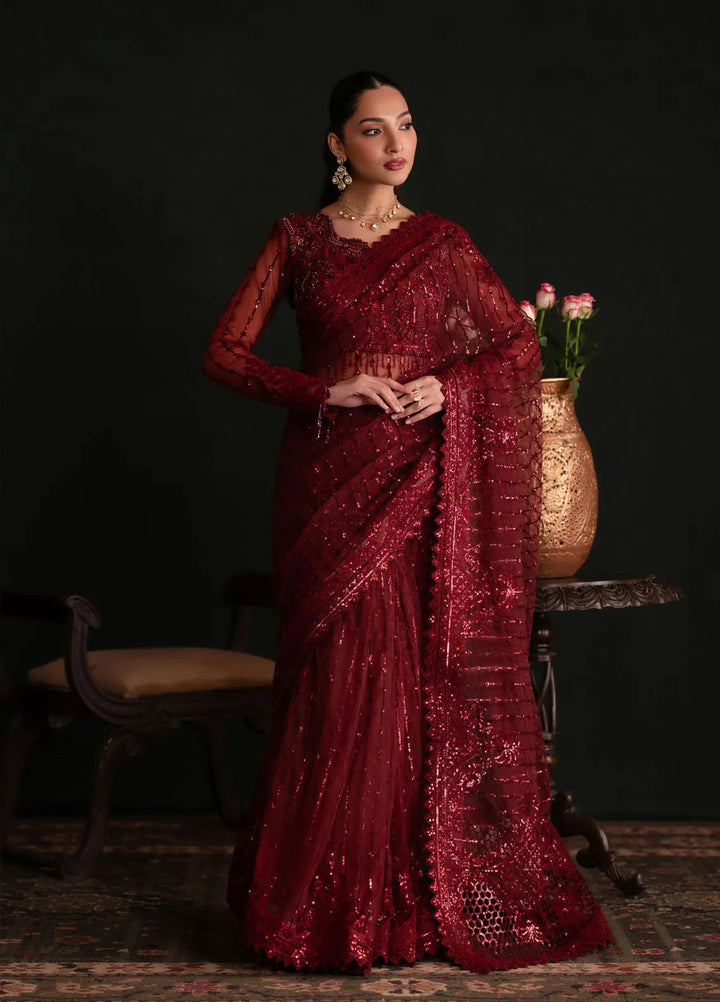 Nooresha by Emaan Adeel Embroidered Net Saree Unstitched 3 Piece EA25NF Lalish - Formals Collection