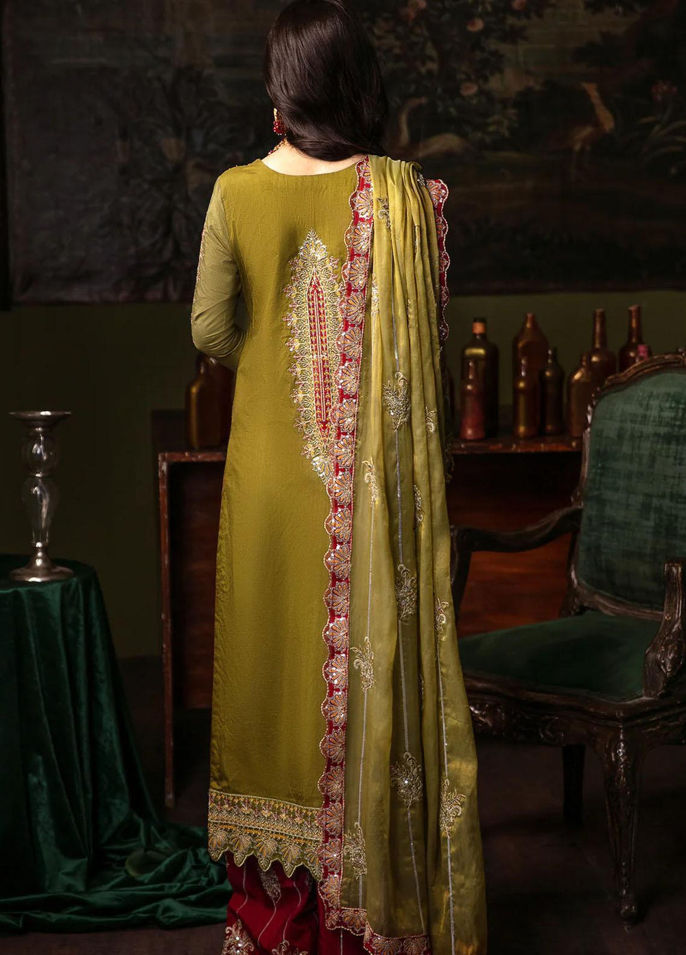 Noori By Emaan Adeel Embroidered Silk Suits Unstitched 3 Piece EA23N NR 01 Zara - Festive Collection