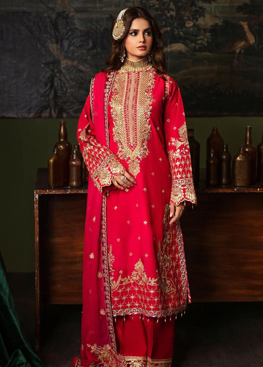 Noori By Emaan Adeel Embroidered Silk Suits Unstitched 3 Piece EA23N NR 02 Zebaish - Festive Collection