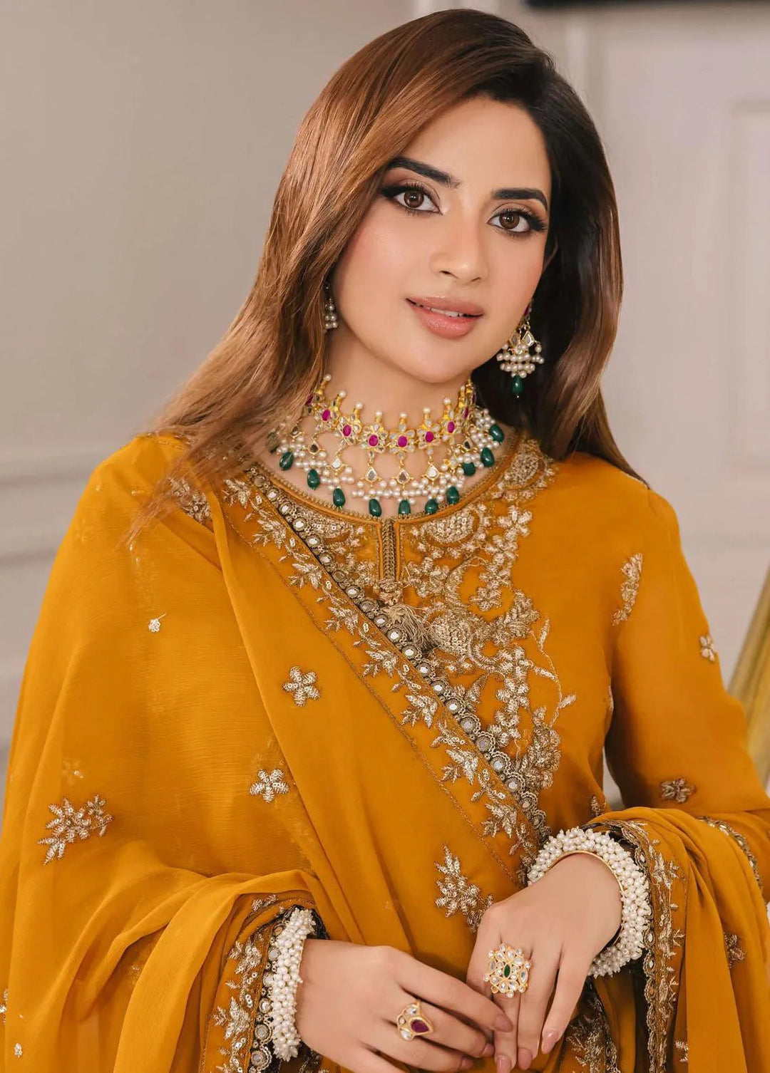 Noorie x Maahru x Meerab By Asim Jofa Embroidered Unstitched Suit 3 Piece AJ23NMM AJSM-27 - Festive Collection