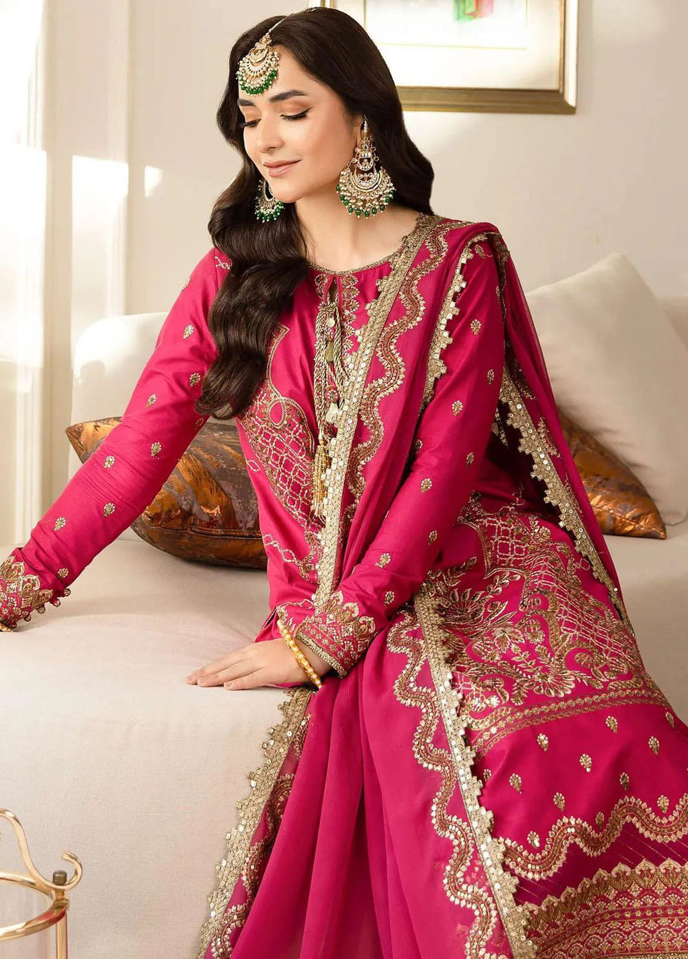 Noorie x Maahru x Meerab By Asim Jofa Embroidered Unstitched Suit 3 Piece AJ23NMM AJSM-28 - Festive Collection