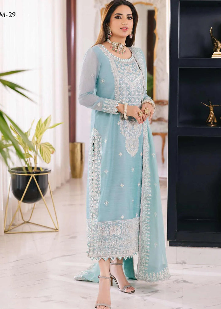 Noorie x Maahru x Meerab By Asim Jofa Embroidered Unstitched Suit 3 Piece AJ23NMM AJSM-29 - Festive Collection